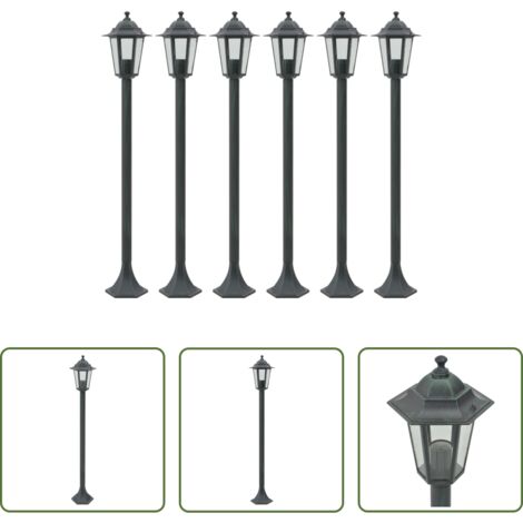 Farola de jardín aluminio - Farolas de jardín aluminio verde oscuro E27 110 cm 6 unidades