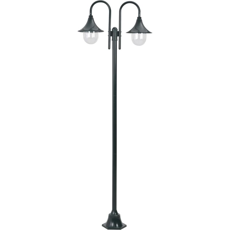 

Farola de jardín con 2 luces aluminio verde oscuro E27 220 cm