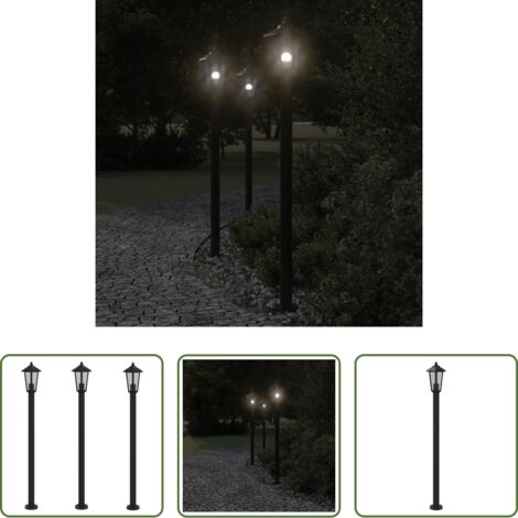 Farola de jardín -  Farolas de exterior 3 unidades acero inoxidable negro 120 cm