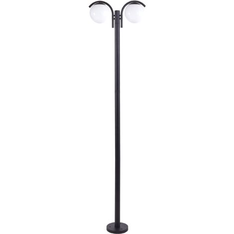 Farola de jardín moderna 2 luces lámpara poste camino exterior aluminio material sintético negro Kulsi
