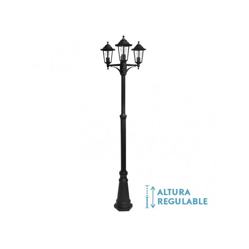 

Farola Exterior Aluminio Auriga 3xe27 Negro Ip44 220x62x62 Cm Regulable En Altura