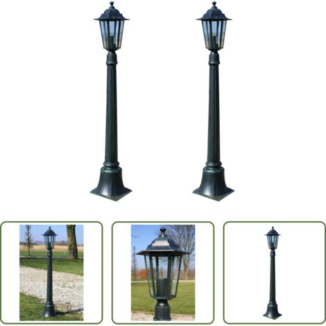 Farola de jardín verde oscuro -  Farolas de jardín Preston 2 piezas 105 cm