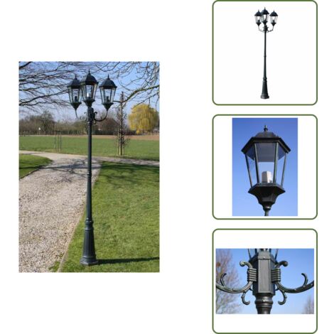 Farola de jardín verde oscuro - vidaXL Farola de jardín 3 brazos 230 cm verde oscuro/negro aluminio - Farola de jardín aluminio