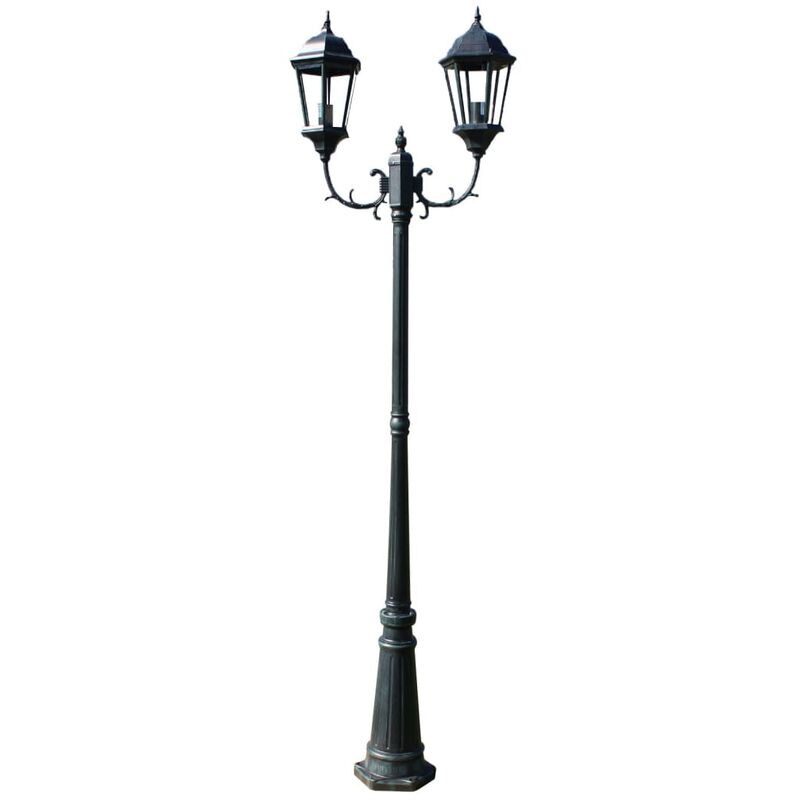

Farola de jardín 2 brazos 230 cm verde oscuro/negro aluminio - Verde