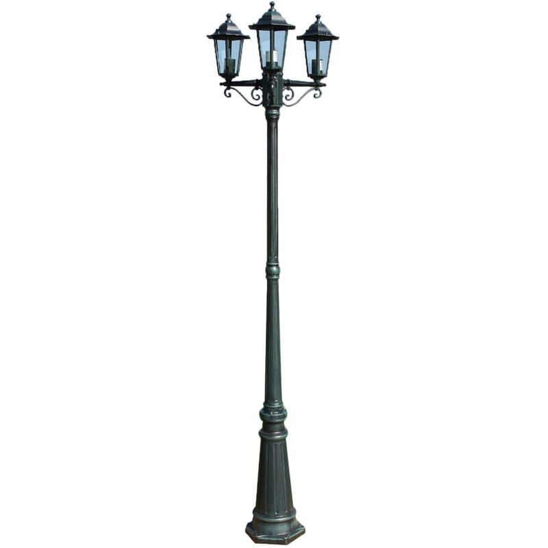 

Farola de jardín 3 brazos aluminio verde oscuro/negro 215 cm - Verde