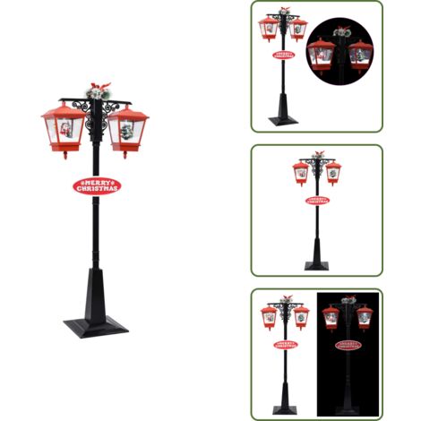 Farola de Navidad - vidaXL Farola de Navidad con Papá Noel PVC negro y rojo 81x40x188 cm - Farola con Papá Noel