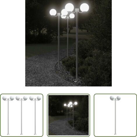Farola de suelo -  Farolas de exterior 3 unidades acero inoxidable 215 cm