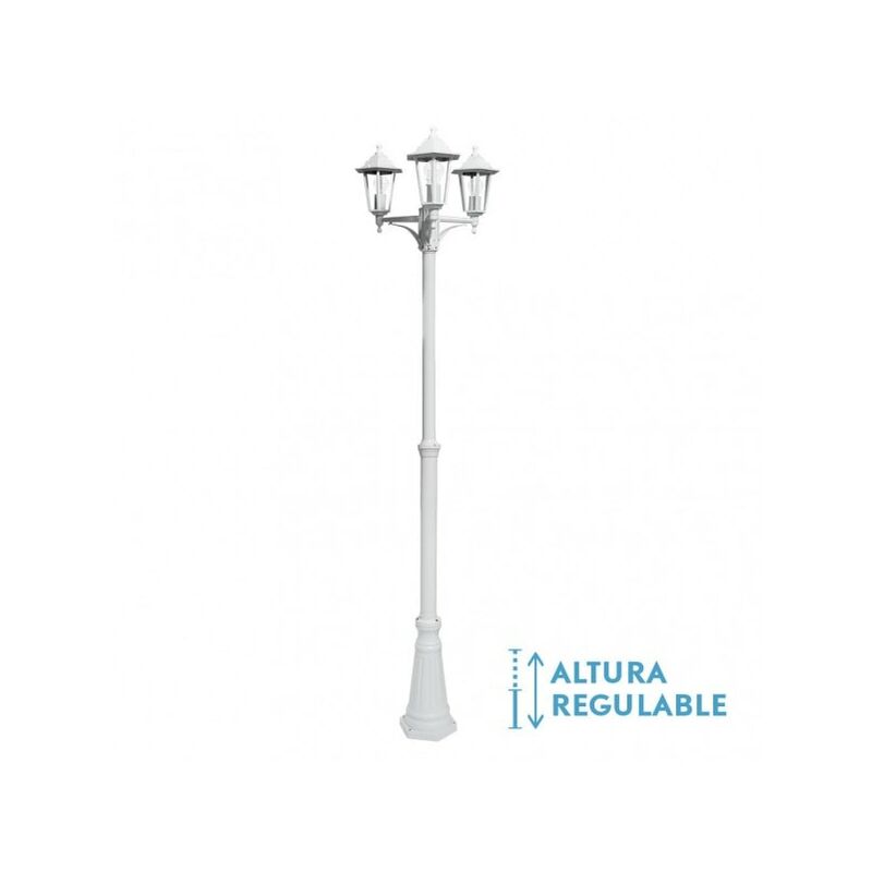 

Farola Exterior Aluminio Auriga 3xe27 Blanco Ip44 220x62x62 Cm Regulable En Altura