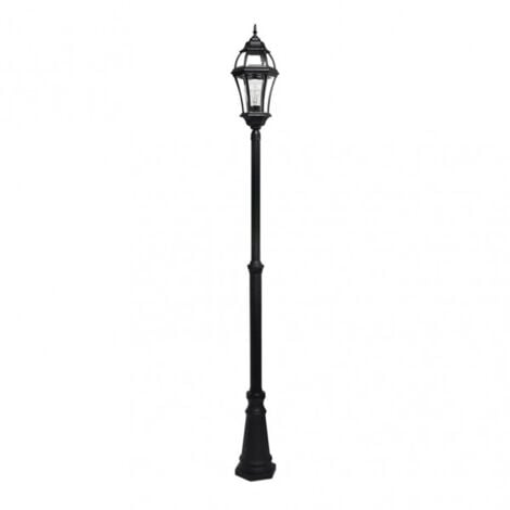 Farola exterior aluminio becrux 1xe27 negro ip44 234x25x25 cm regulable en altura