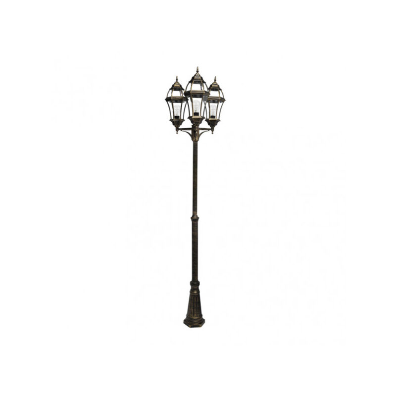 Lampadaire extérieur aluminium becrux 3xe27 noir/or 234x60x60x60 cm hauteur réglable ip44 Lampadaire extérieur aluminium becrux 3xe27 noir/or 234x60x60x60 cm hauteur réglable ip44