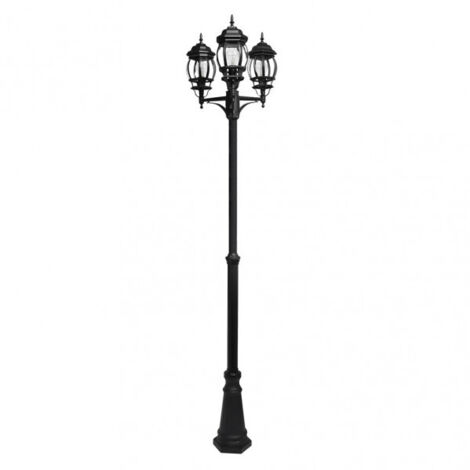 Farola exterior aluminio caelum 3xe27 negro ip45 228x55x55 cm