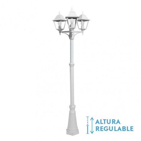 Farola exterior aluminio spica 3xe27 blanco ip44 220x62x62 cm  regulable en altura