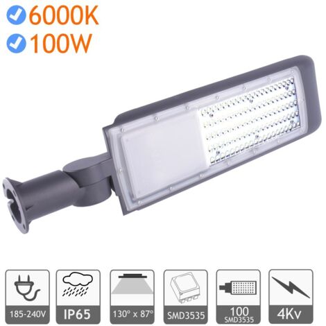 Farola led 100W 4kV 6000K exterior PF 0,95 gris SMD3535