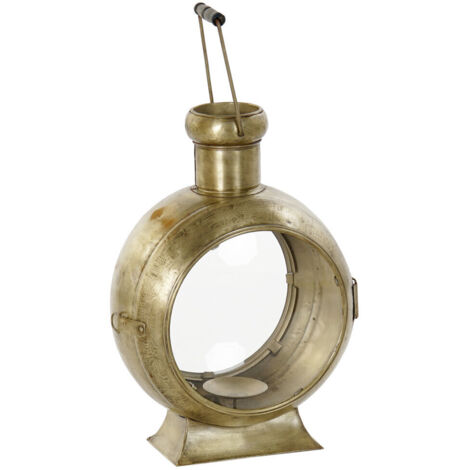 Farola Metal Cristal 34X20X46 Dorado