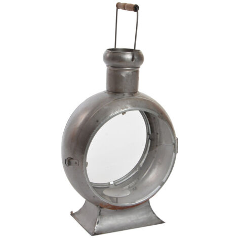 Farola Metal Cristal 37X22X55 Envejecido Plateado FA152713