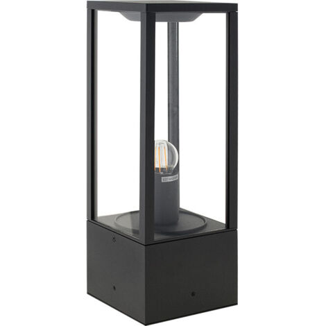 Farola nozelo pequeño ip44 1xe27 l.14xan.14xal.40cm aluminio+cristal antracita