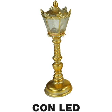 Farola resina led oro cm13x12,5h41,5