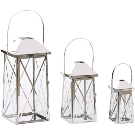 Farola Set 3 Acero Cristal 20X20X48 Asa Cromado