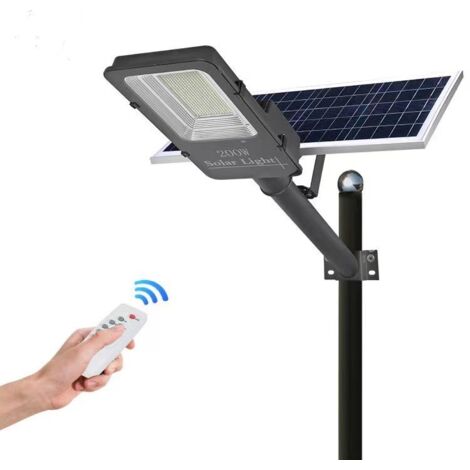 Farola solar 200W panel orientable 6000K exterior ion-litio