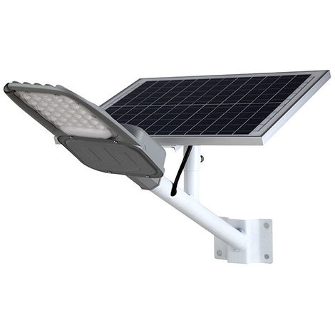 Farola Solar de LED Pro Bridgelux para Alumbrado Público 60W con Control Remoto Blanco Frío 6500K    IluminaShop