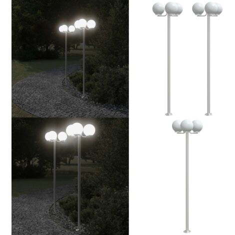 Farolas de exterior 2 unidades acero inoxidable 215 cm - Farola de jardín - Farola de patio