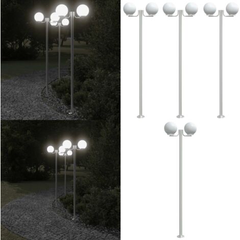 Farolas de exterior 3 unidades acero inoxidable 215 cm - Farola de suelo - Iluminación exterior
