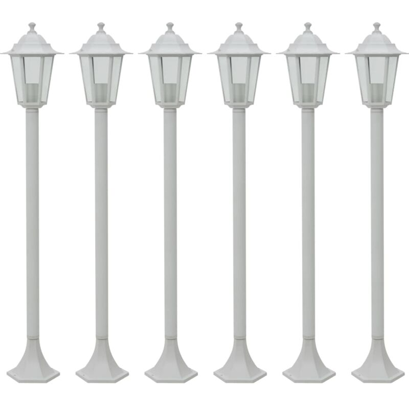 

Farolas de jardín aluminio blancas E27 110 cm 6 unidades - Blanco - Vidaxl