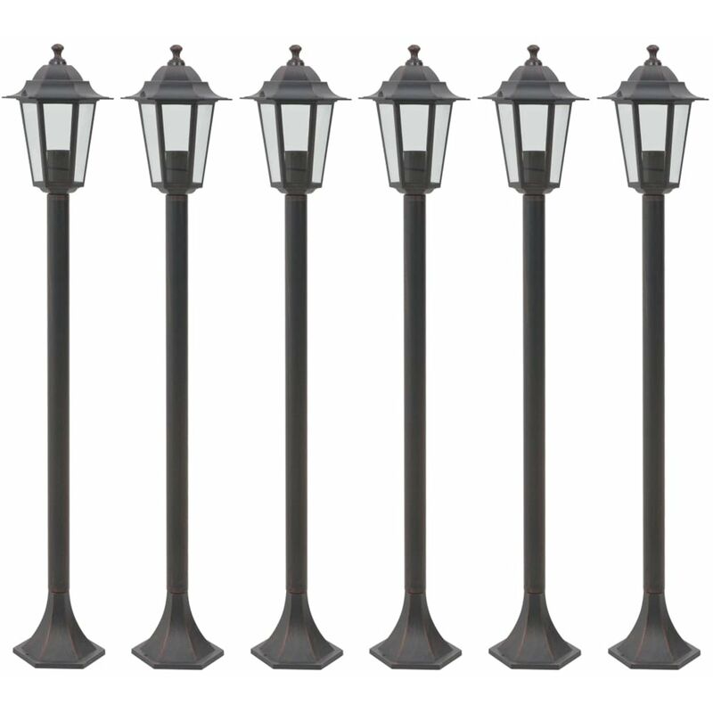 

Farolas de jardin aluminio bronce E27 110 cm 6 unidades