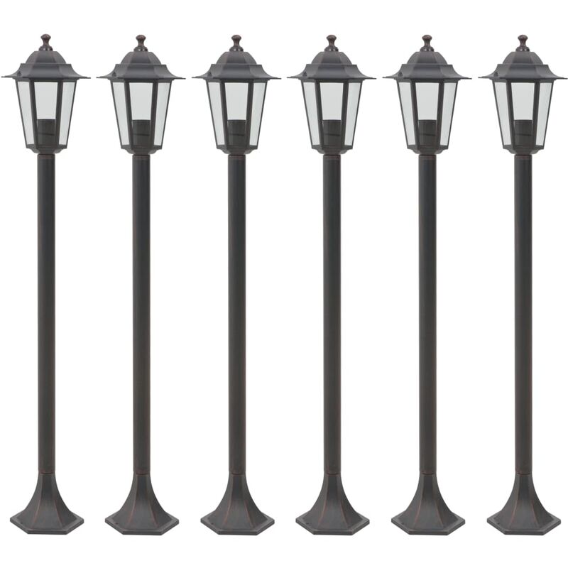 

Farolas de jardín aluminio bronce E27 110 cm 6 unidades