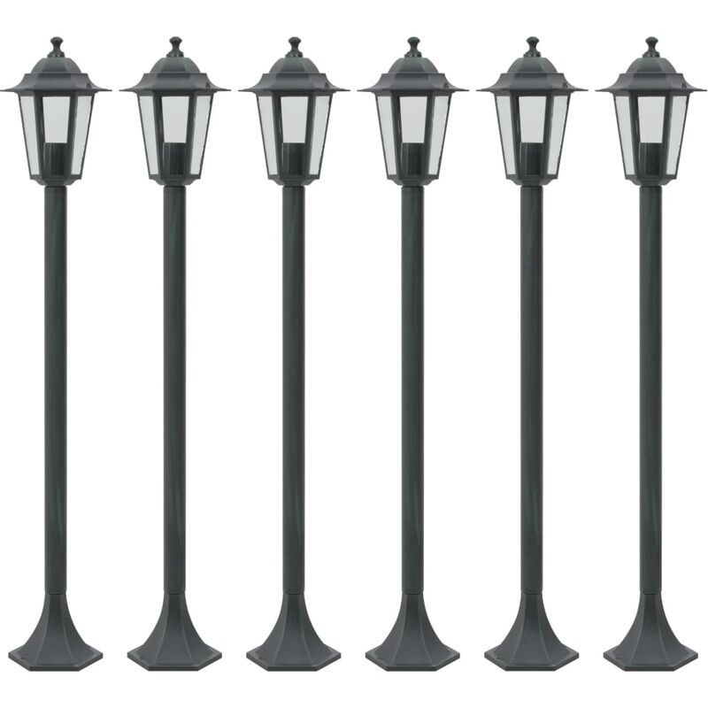 

Farolas de jardín aluminio verde oscuro E27 110 cm 6 unidades