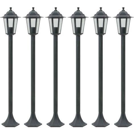 Farolas de jardín aluminio verde oscuro E27 110 cm 6 unidades