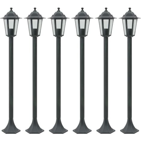 Farolas de jardín aluminio verde oscuro E27 110 cm 6 unidades vidaXL