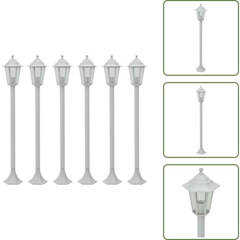 Farolas de jardín E27 - vidaXL Farolas de jardín aluminio blancas E27 110 cm 6 unidades - Farolas de jardín 110 cm