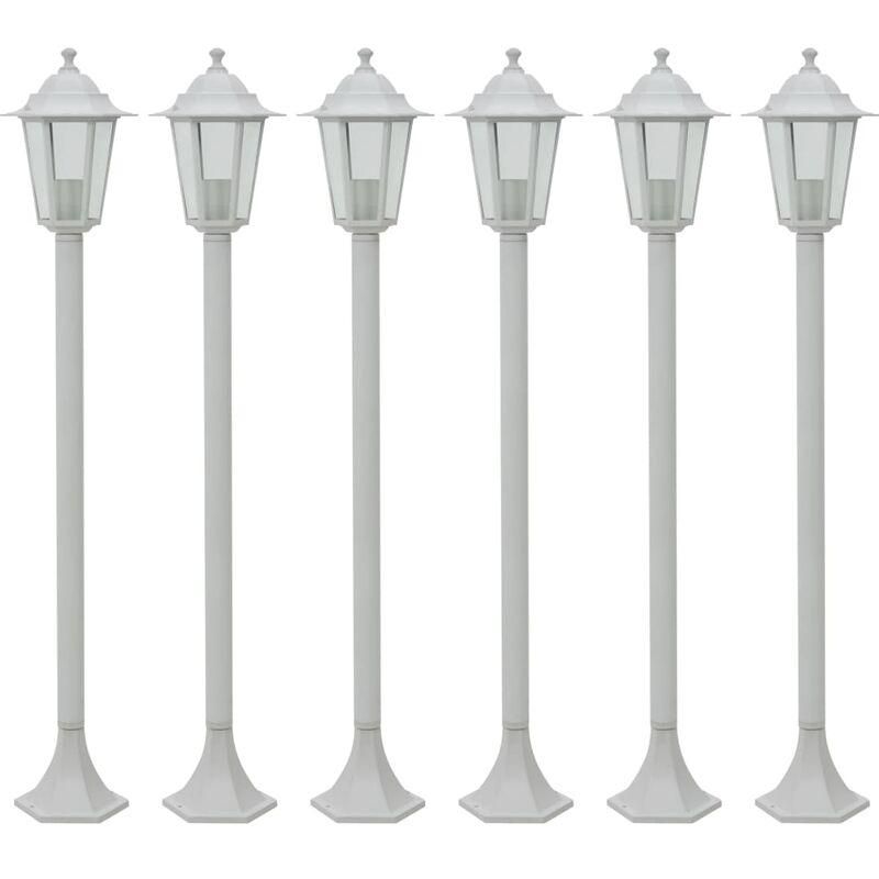 

Farolas de jardín aluminio blancas E27 110 cm 6 unidades - Blanco