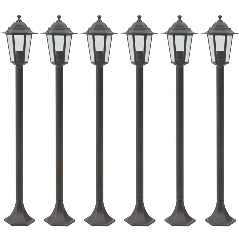 

Farolas de jardín aluminio bronce E27 110 cm 6 unidades - Marrón