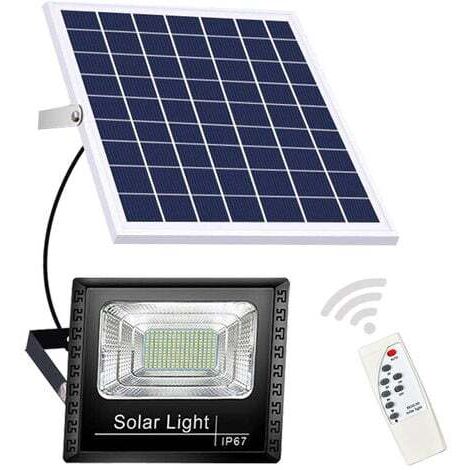 Farolas solares para exteriores de 200 W, impermeables, con control remoto, para uso en exteriores, con energía solar, ideal para el anochecer y el amanecer, y reflector LED de seguridad blanco diurno