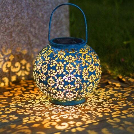 Faroles solares impermeables para exteriores, luces decorativas para jardín, patio, fiesta, cumpleaños, Día de la Madre, regalo para la abuela (azul verdoso)