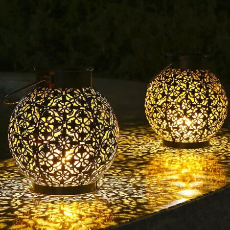 faroles solares para exterior, impermeables IP55, con diseño de girasol, para jardín, patio, balcón, camping.