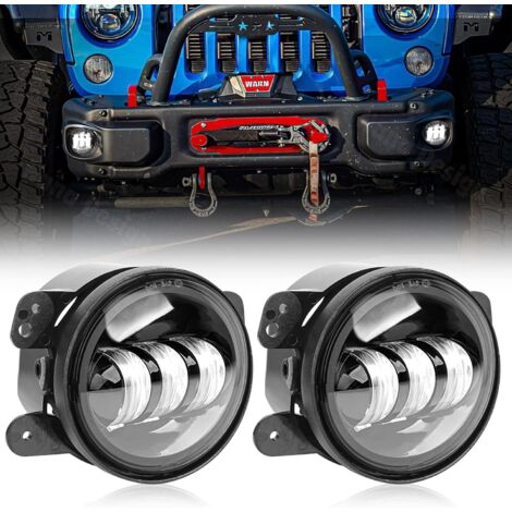 Faros Antiniebla, 4 Pulgadas 30W Faro LED Redondo Parachoques Delantero, Universal para Wrangler Todos los Modelos, 1 Par Negro