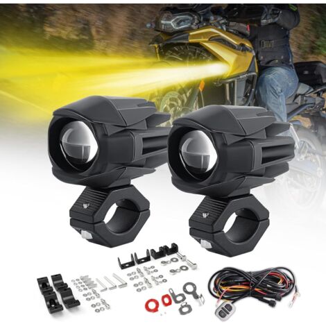 Faros antiniebla LED para motocicleta, 2 unidades, 60 W, ámbar/amarillo, blanco, faros adicionales de dos colores, faros de trabajo con arnés de cables, compatible con motocicleta, coche,