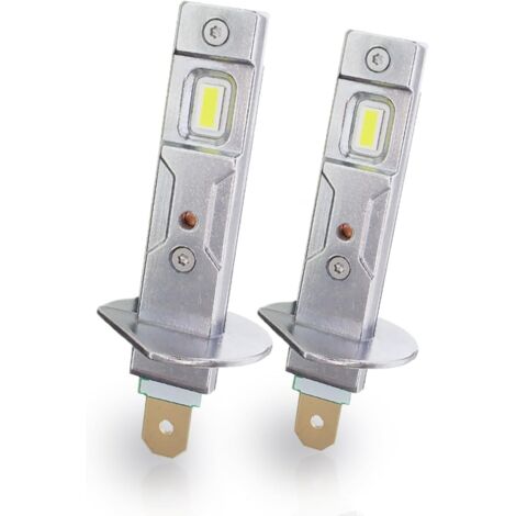 Faros LED H1 para coche, blancos, 6000 K, tamaño mini, 1:1, sin polaridad, sin ventilador, reemplazo para halógeno H1, Plug & Play, paquete de 2, garantía de 18 meses