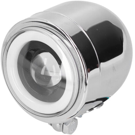 Faros LED para Moto 4,25" Ojos de Ángel Retro DRL con Cuerpo Cromado (Luz Blanca y Amarilla)