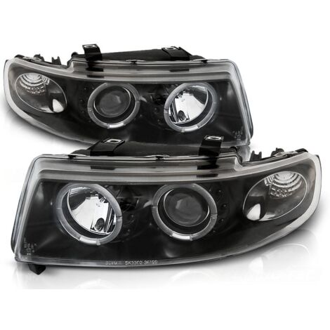 Faros SEAT LEON / TOLEDO 04 99-08 04 ANGEL EYES BLACK llantas dual halo
