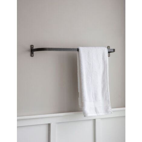 Farringdon Bathroom Small Metal Towel Rail Bar Holder Grey Steel Industrial