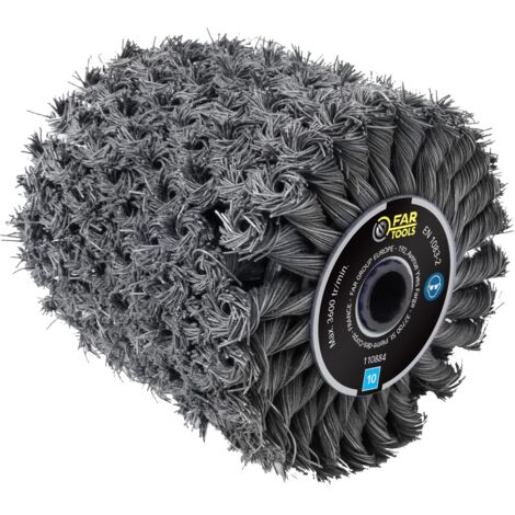 Fartools – Brosse métal torsadée Ø120mm pour rénovateur – Décapage intensif des surfaces en pierre et métal – Alésage 20mm – Largeur 100mm