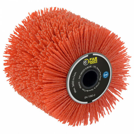 Fartools – Brosse nylon abrasif 120mm – Grain 80 – Pour dégraissage et nettoyage de surfaces bois, métal et pierre – Alésage 20mm