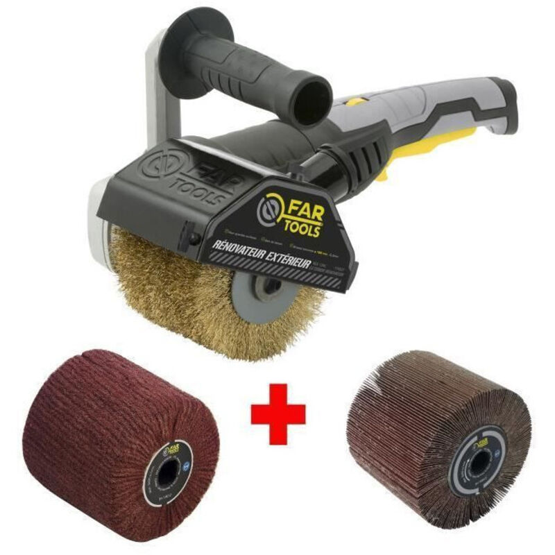 FARTOOLS Pack 615125: Rinnovatore REX120C + spazzola a lamelle e spazzola in fibra sintetica - Speciale legno+metallo - Superfici piane