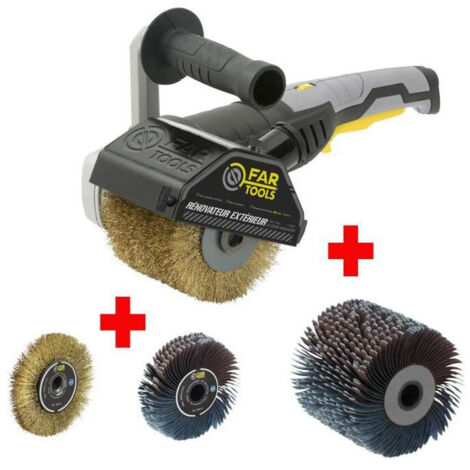 FARTOOLS PACK REX120C RENOVATEUR EXTERIEUR + BROSSE METALLIQUE DE PRECISION + BROSSE A LANIERES ABRASIVES DE PRECISION