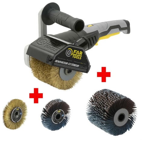 FARTOOLS PACK REX120C RENOVATEUR EXTERIEUR + BROSSE METALLIQUE DE PRECISION + BROSSE A LANIERES ABRASIVES DE PRECISION
