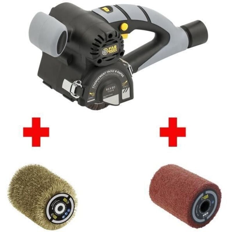 Fartools - pack REX80 renovateur compact + brosse fil laitonne + + brosse fibre synthetique